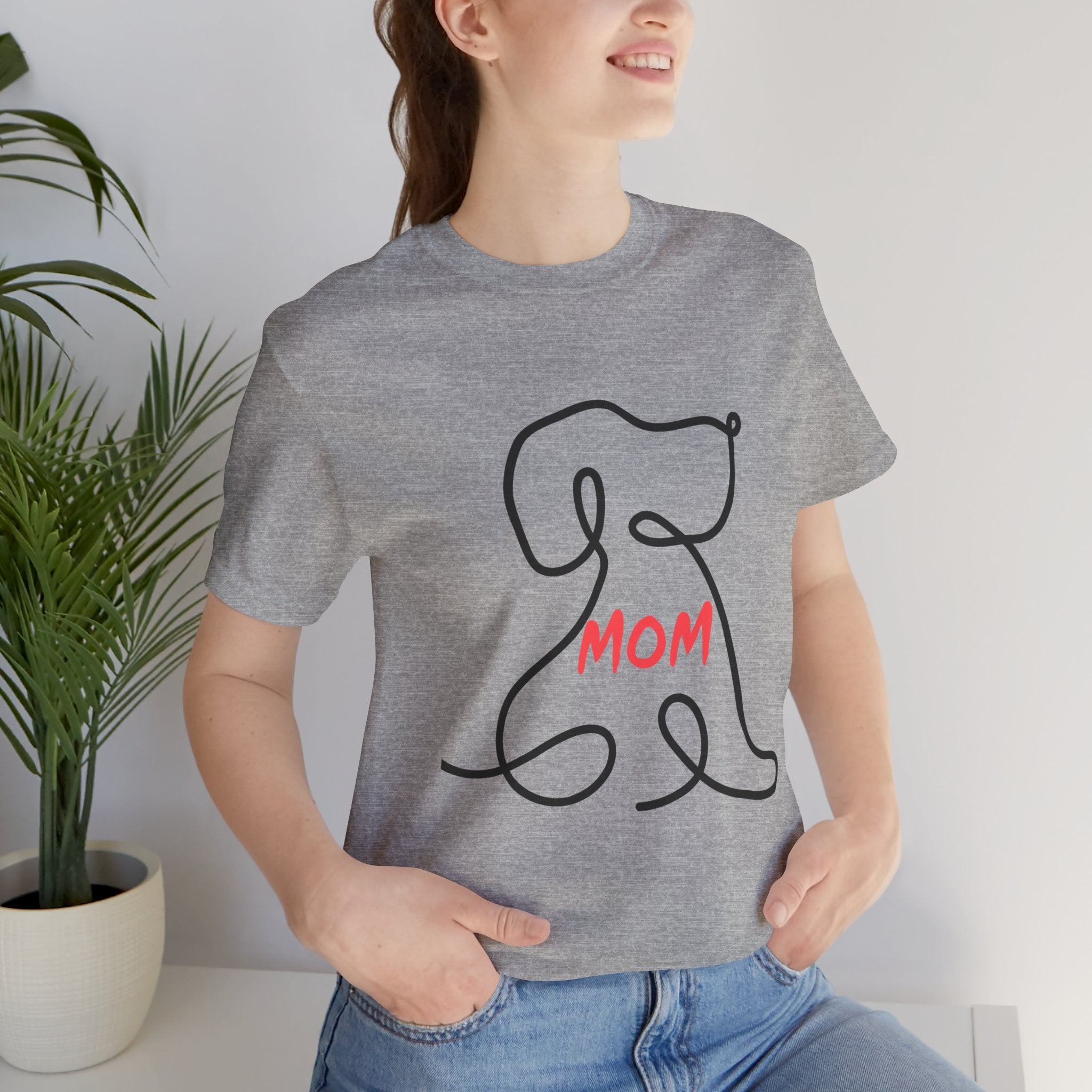 Mom Dog T-Shirt — Minimal Line Art Puppy Tee for Dog Moms, Mother's Day Gift
