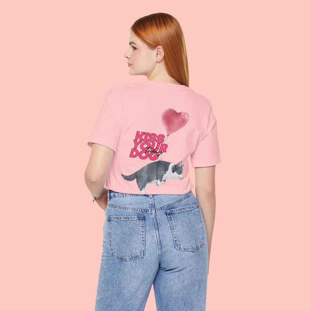 Kiss Your Dog Tee — Corgi Heart Balloon Graphic T-Shirt