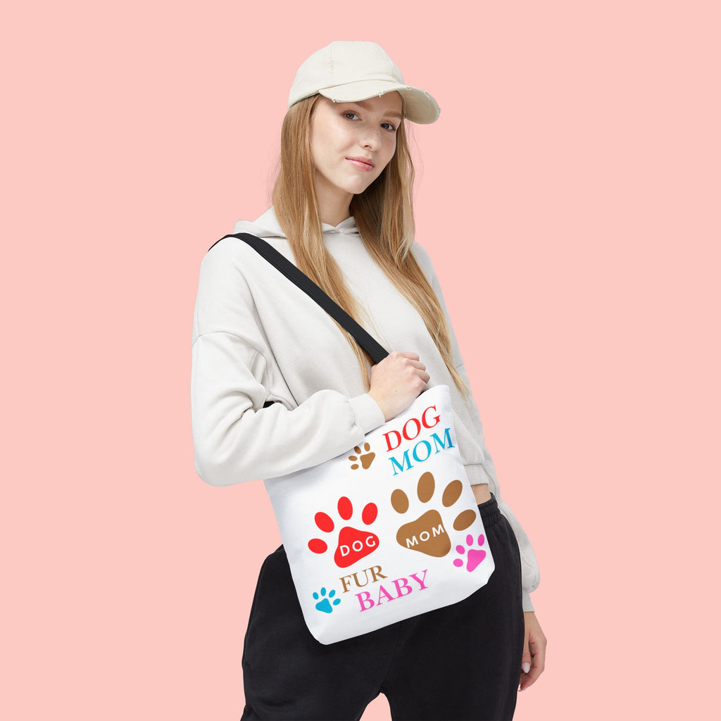 Dog Mom Tote Bag – "Fur Baby" Paw Print AOP Tote