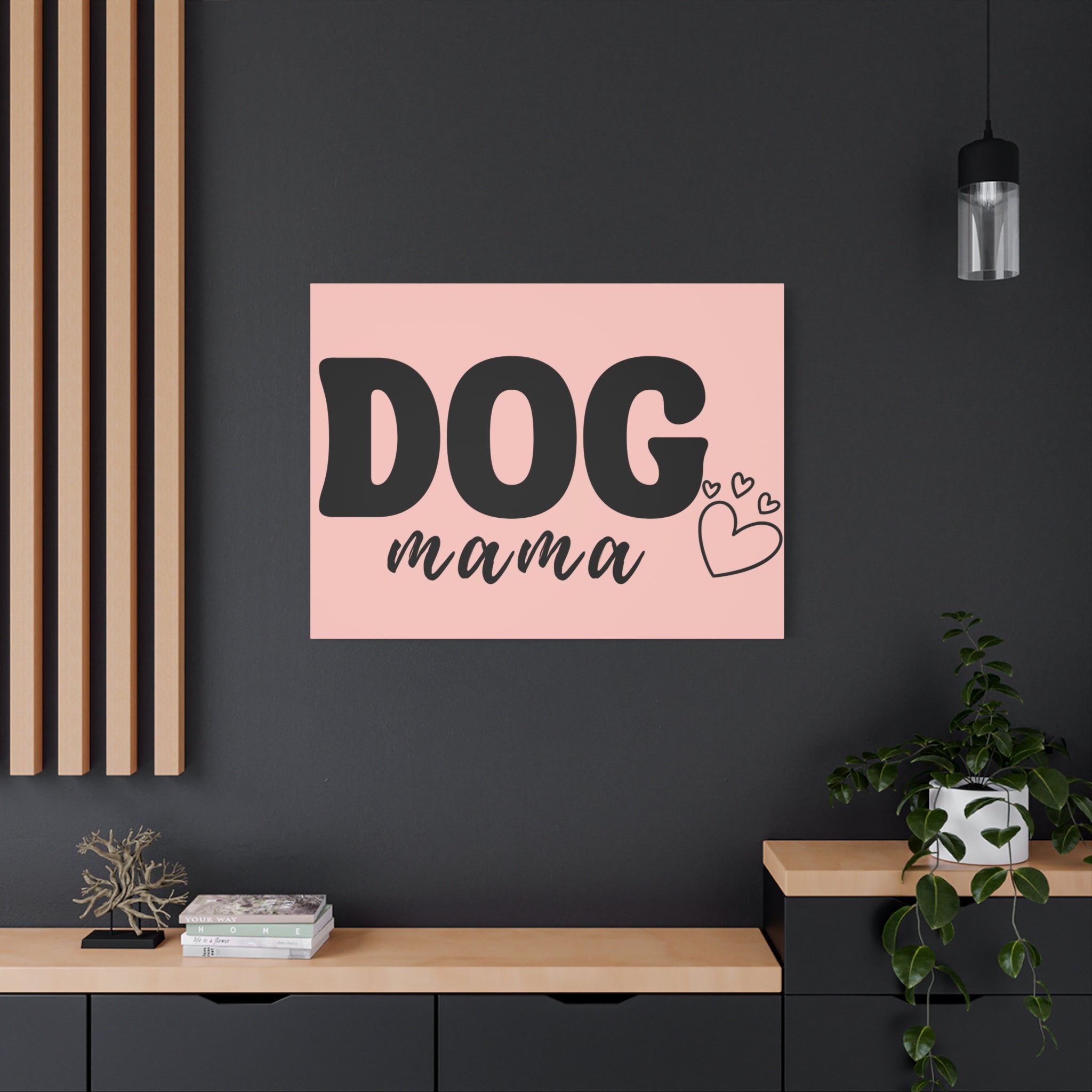 Dog Mama Pink Canvas Wall Art — Heart Pet Mom Decor