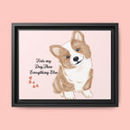 Framed Canvas Print — "First My Dog, Then Everything Else" Corgi Wall Art