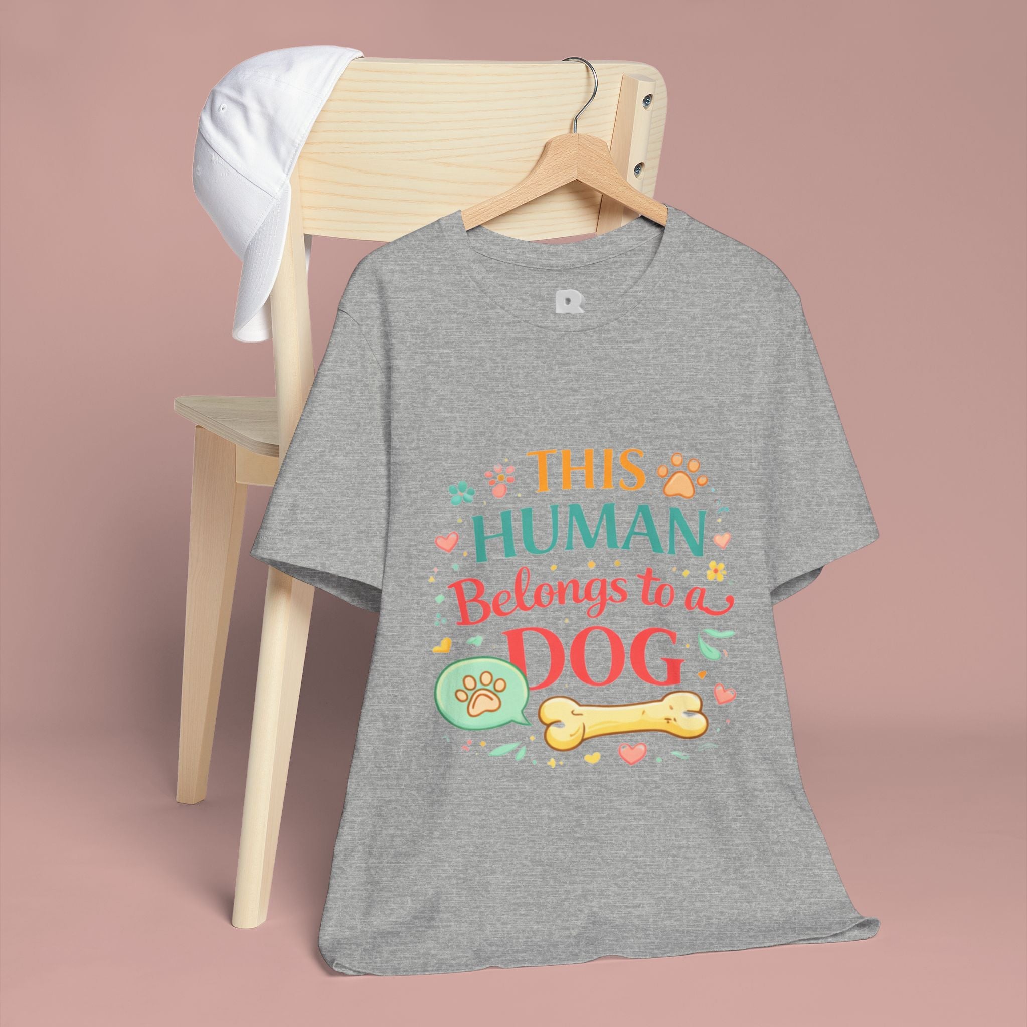 Dog Lover T-Shirt — "This Human Belongs to a Dog" Cute Paw Print Tee