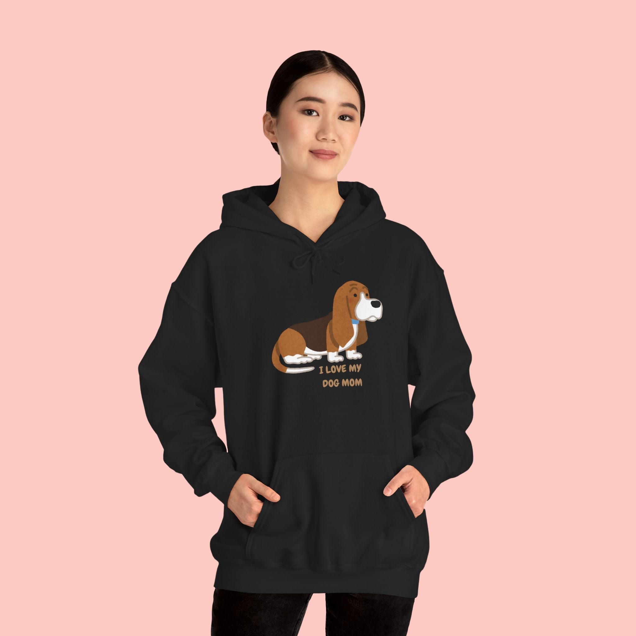 Dog Mom Hoodie — Cute Basset Hound I Love My Dog Mom Sweatshirt