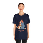 Dog Mom T‑Shirt — Cute Woman Hugging Dog Graphic Tee