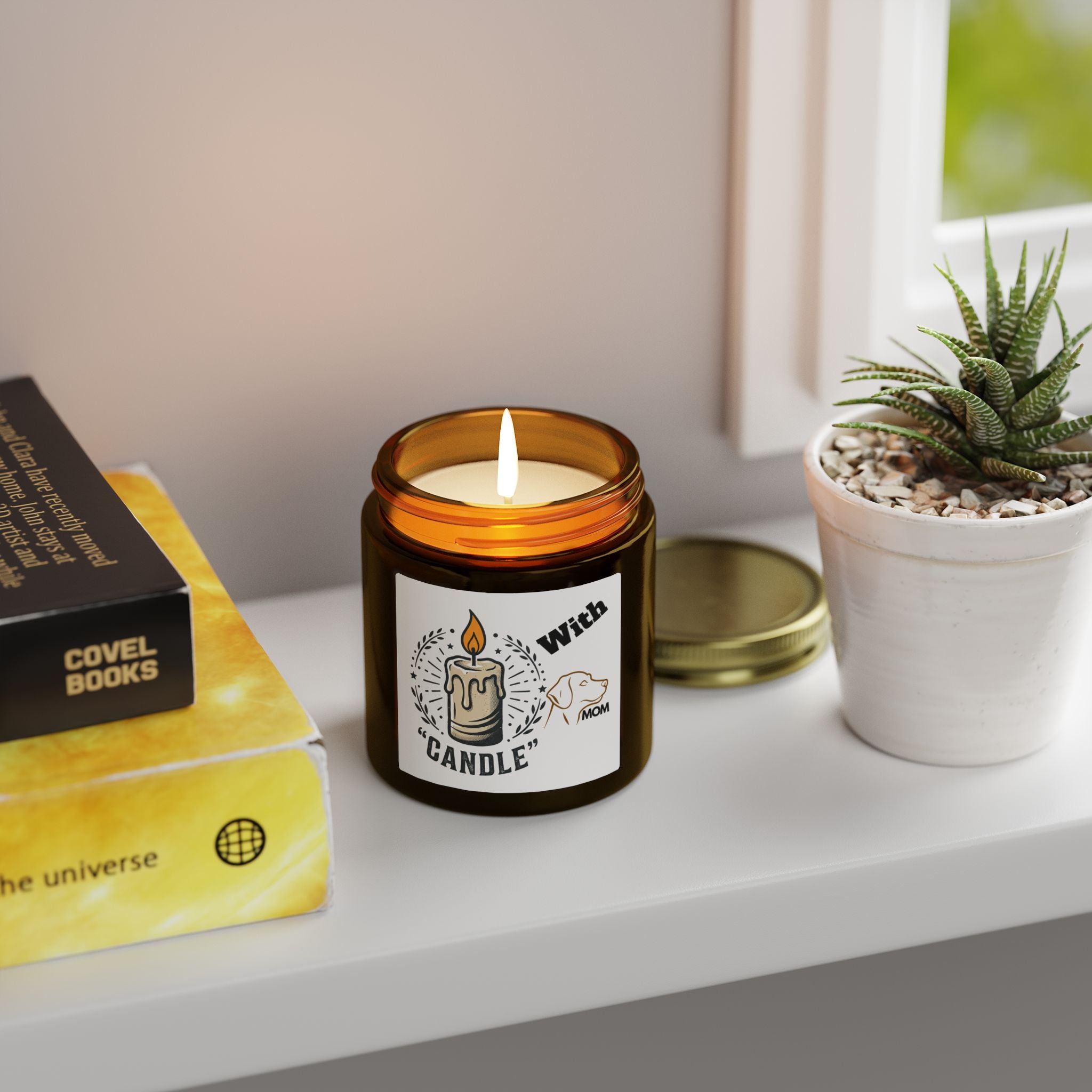 Coconut Apricot Scented Candle (4oz/9oz) — 'With Candle' Decorative Jar, Cozy Home Gift for Moms