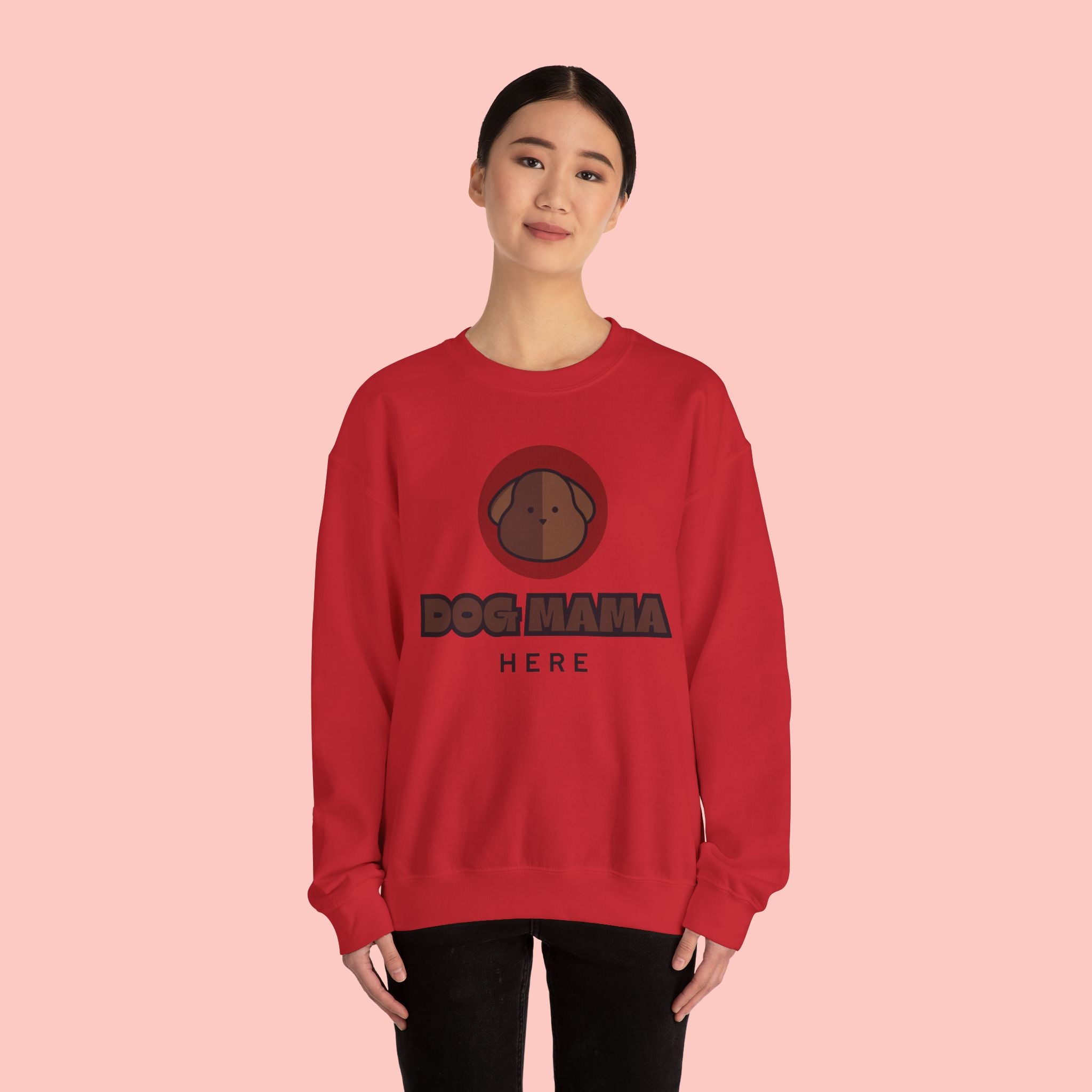 Dog Mama Crewneck Sweatshirt – Cute Brown Pup Graphic ‘Dog Mama’ Design