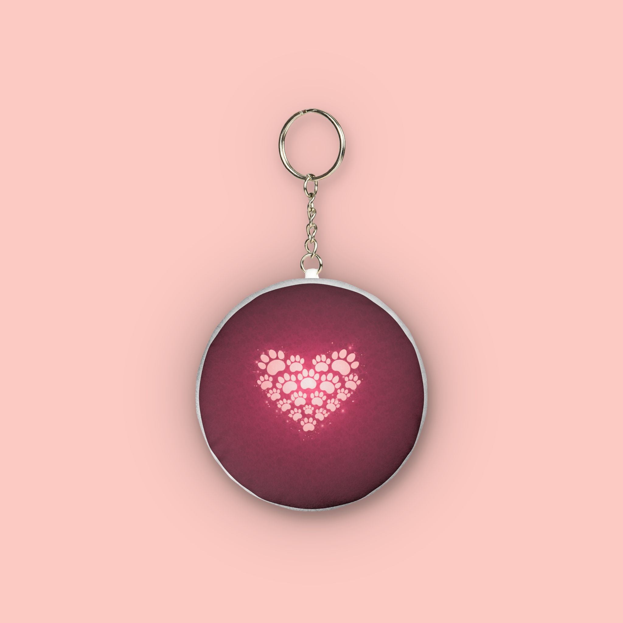 Mini Plush Keychain — Heart Paw Print Custom Shape