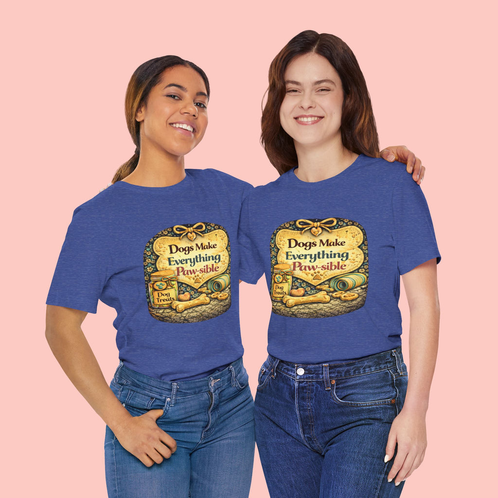 Dog Lover T‑Shirt – "Dogs Make Everything Paw‑sible" Vintage Pet Rescue Tee