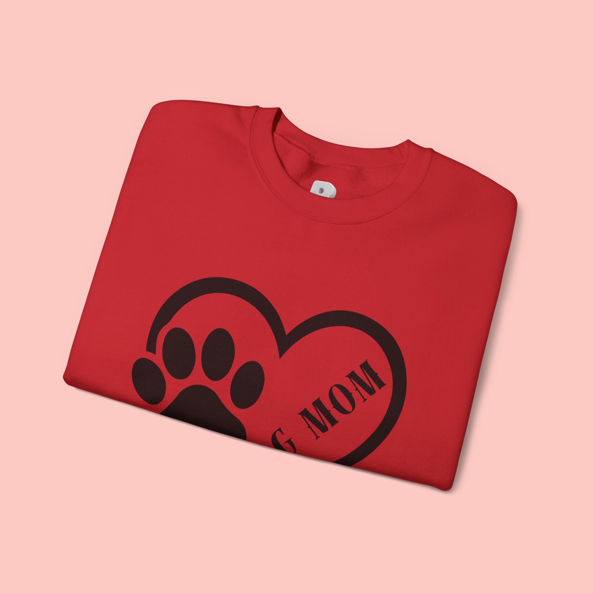 Dog Mom Heart Paw Sweatshirt — Women's Crewneck for Pet Lovers