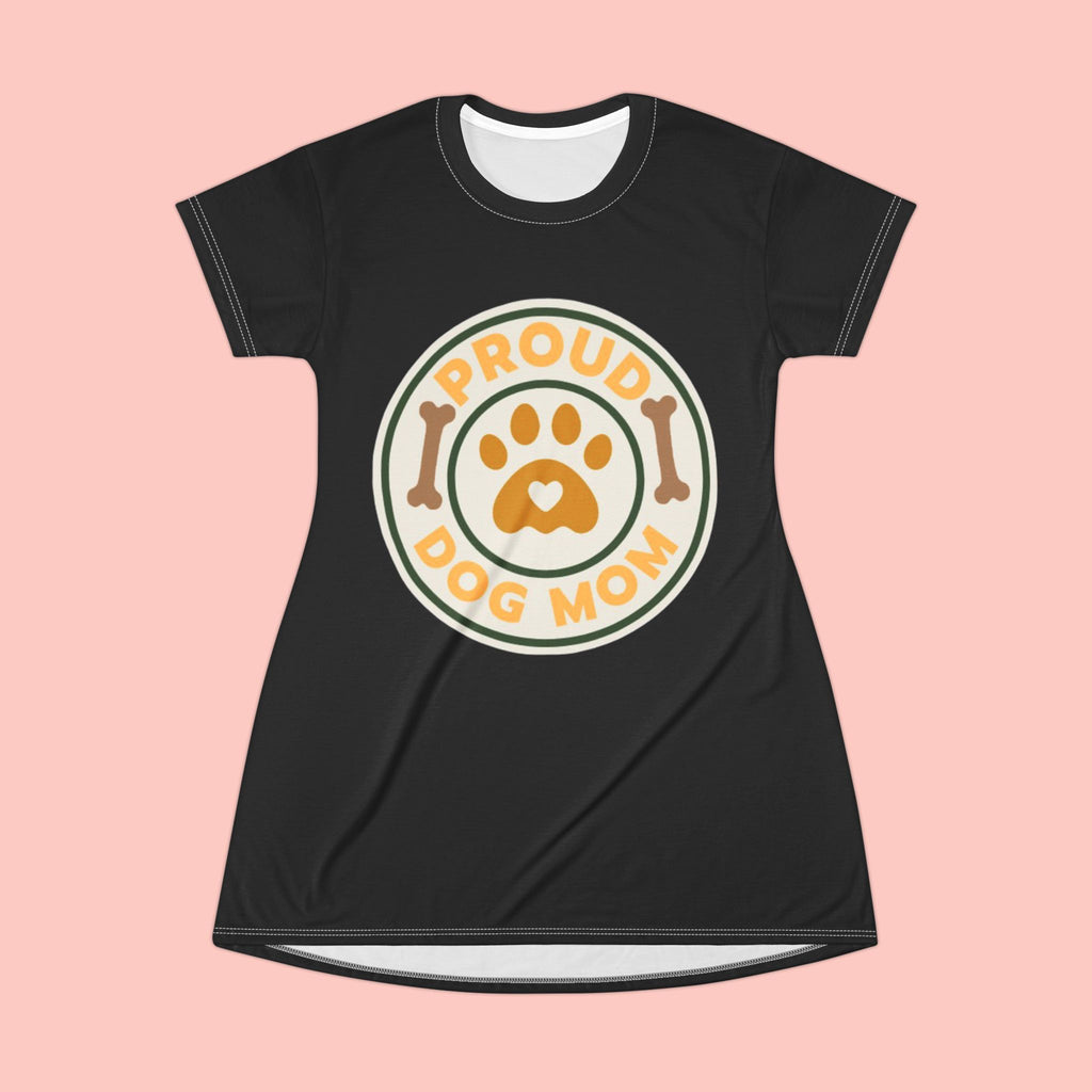 Proud Dog Mom T-Shirt Dress — Cute Paw Print Dog Mom Dress