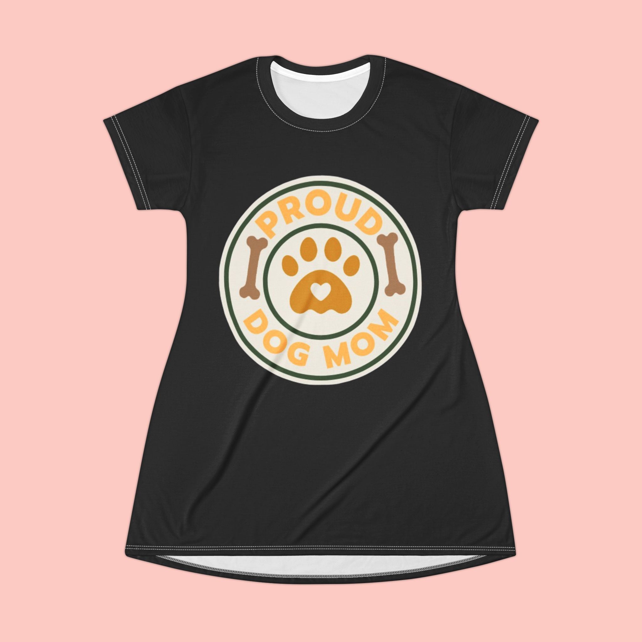 Proud Dog Mom T-Shirt Dress — Cute Paw Print Dog Mom Dress