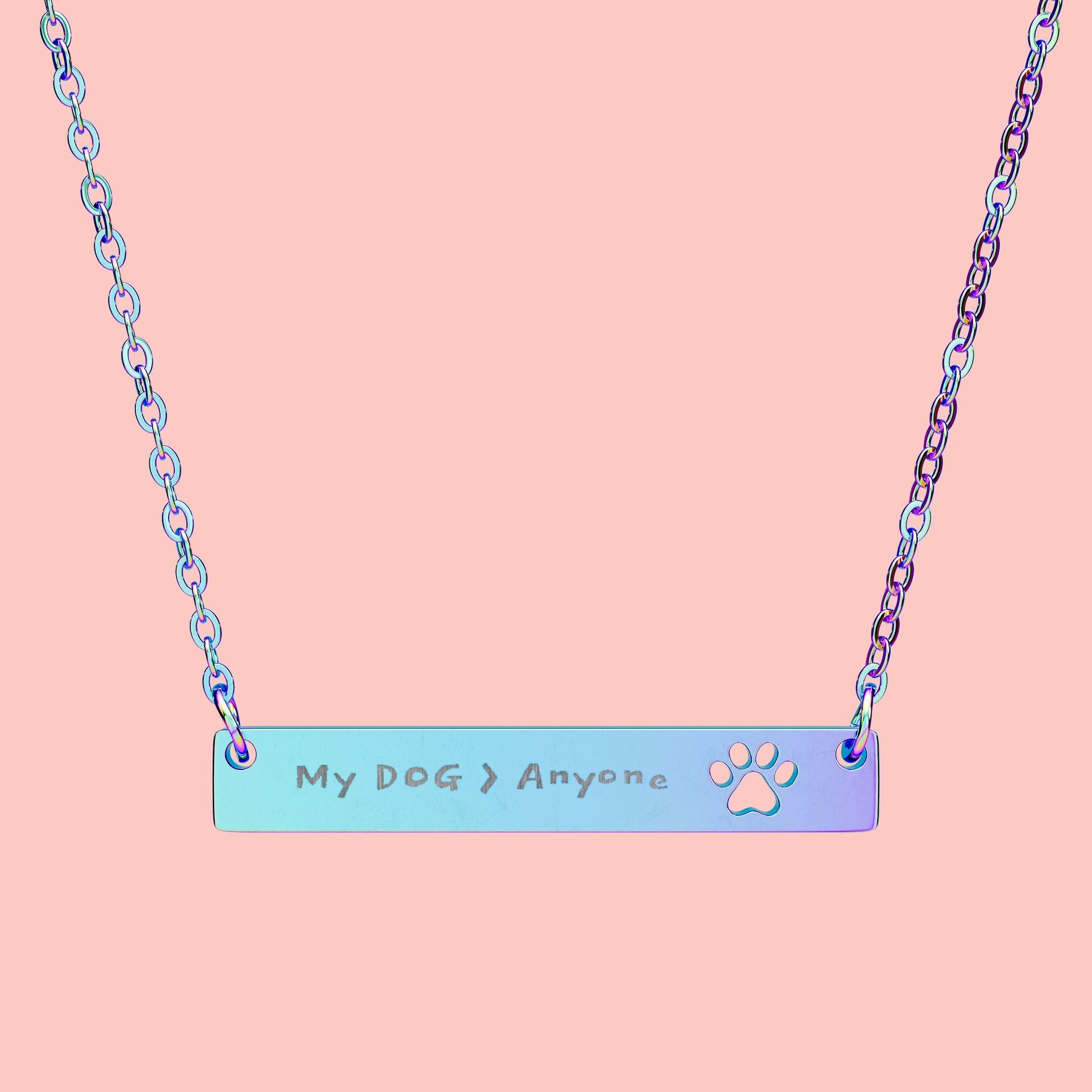 Engravable Paw Cutout Bar Necklace - Personalized Pet Memorial or Gift