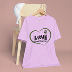 Dog Mom Love T-Shirt — "LOVE Proud Dog Mom" Heart Paw Tee