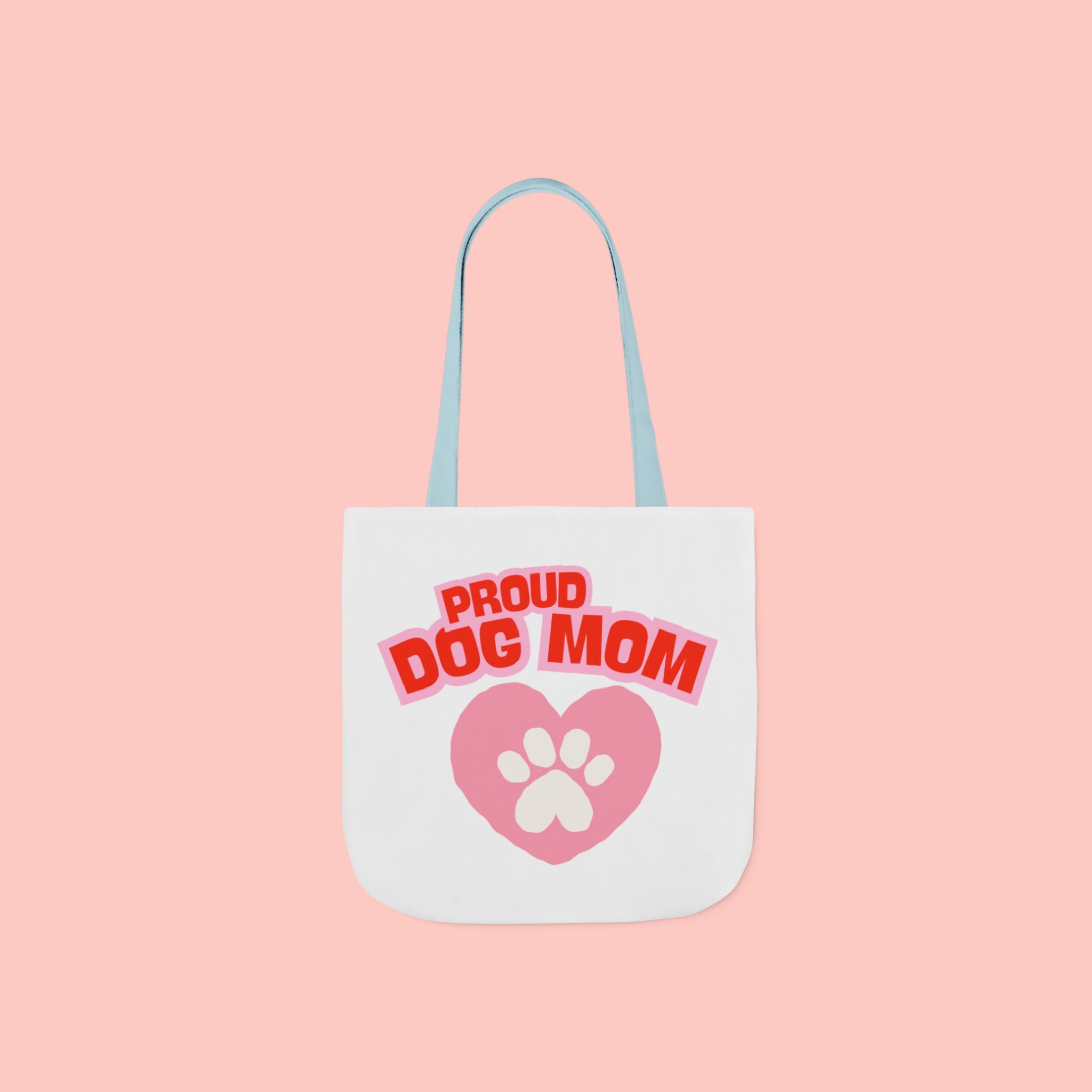 Proud Dog Mom Canvas Tote Bag – Pink Paw Heart Dog Mom Gift