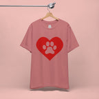 Pet Lover T-Shirt — Red Heart Paw Print Tee