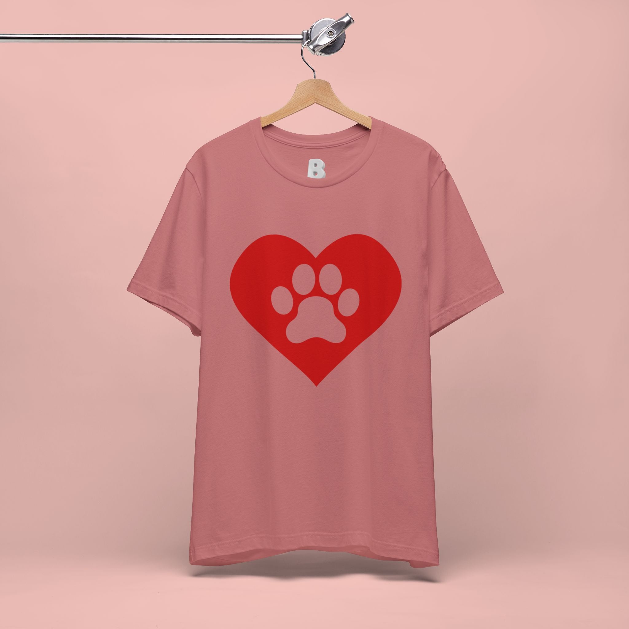Pet Lover T-Shirt — Red Heart Paw Print Tee