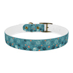 Paw Print Dog Collar — Teal Patterned Pet Collar for Small & Medium Dogs