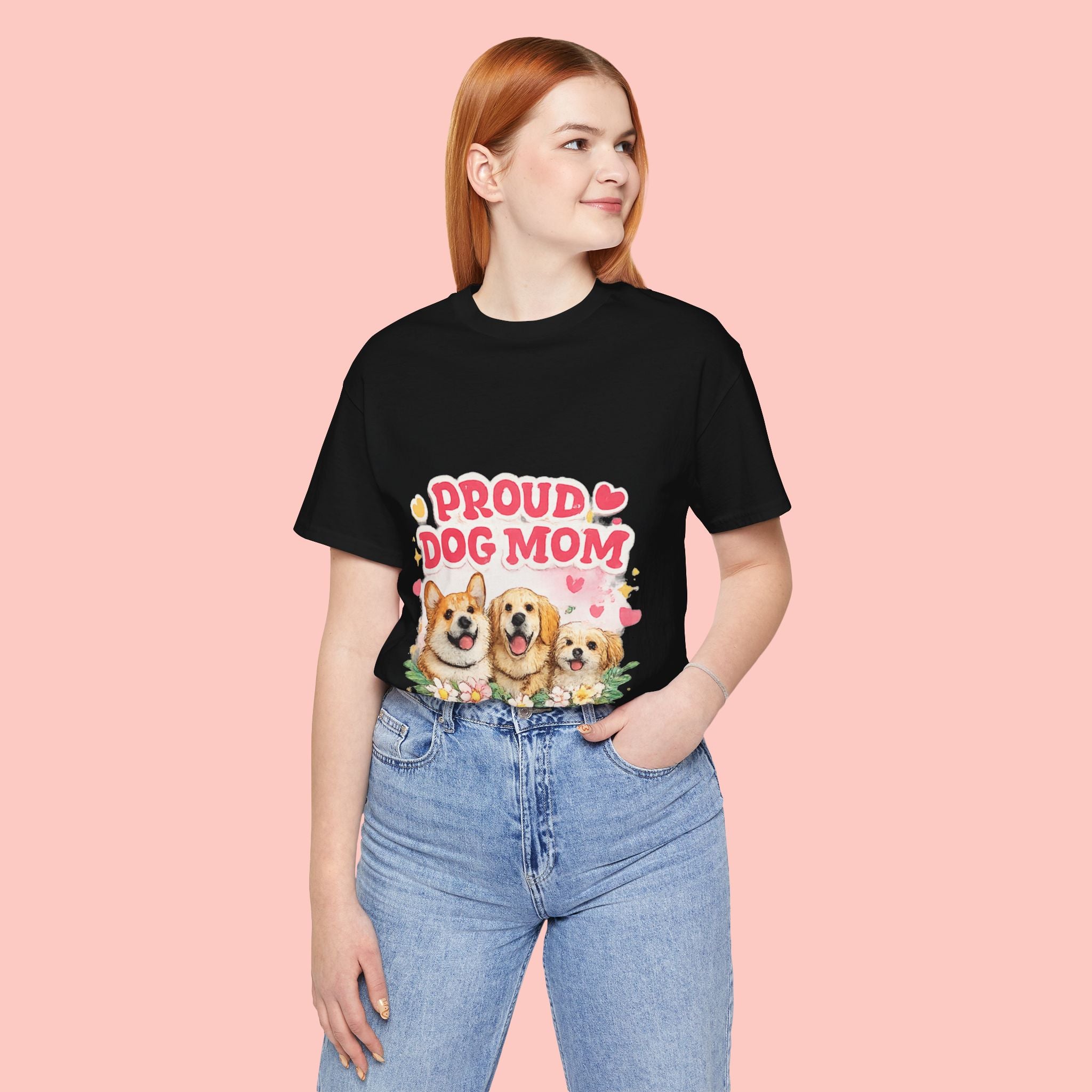 Proud Dog Mom T-Shirt — Cute Corgi & Golden Retriever Floral Tee for Pet Lovers