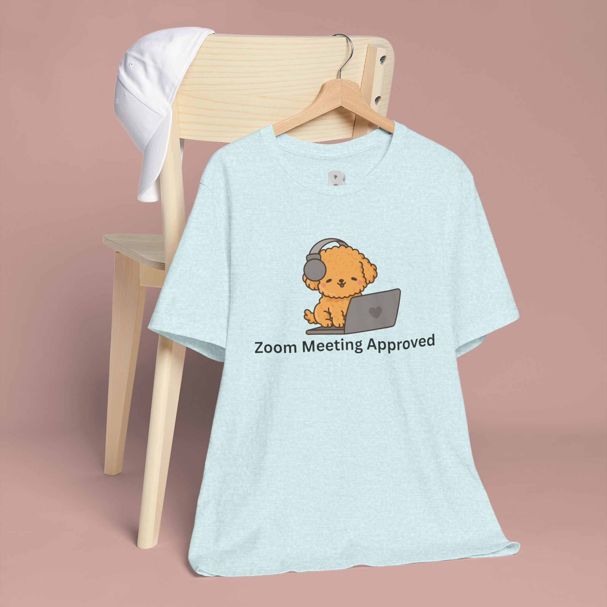 Zoom Meeting Approved Tee — Cute Puppy with Headset Laptop Graphic