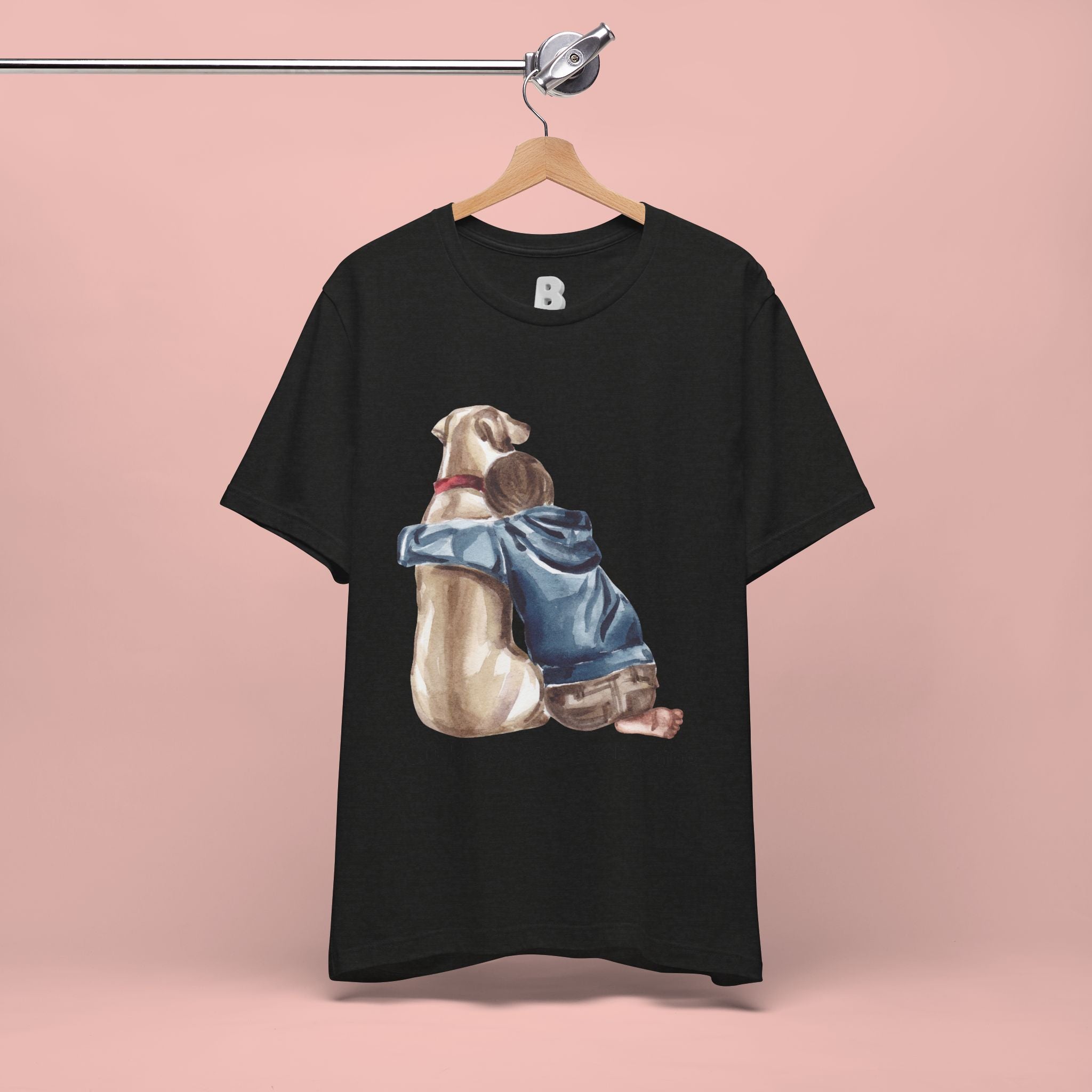 Cuddles Over Everything Tee — Boy Hugging Dog Animal Lover T-Shirt