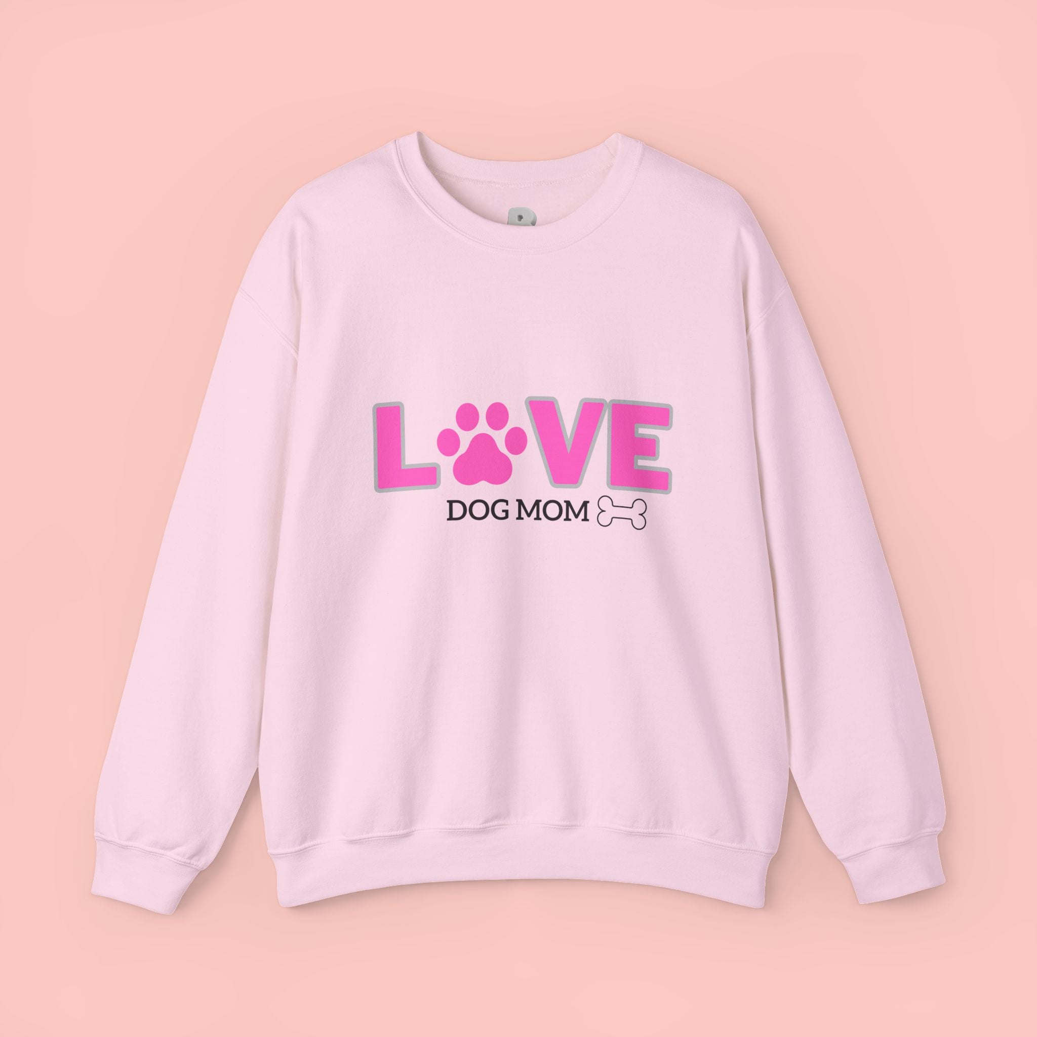 Dog Mom Love Crewneck Sweatshirt — Pink Paw Graphic