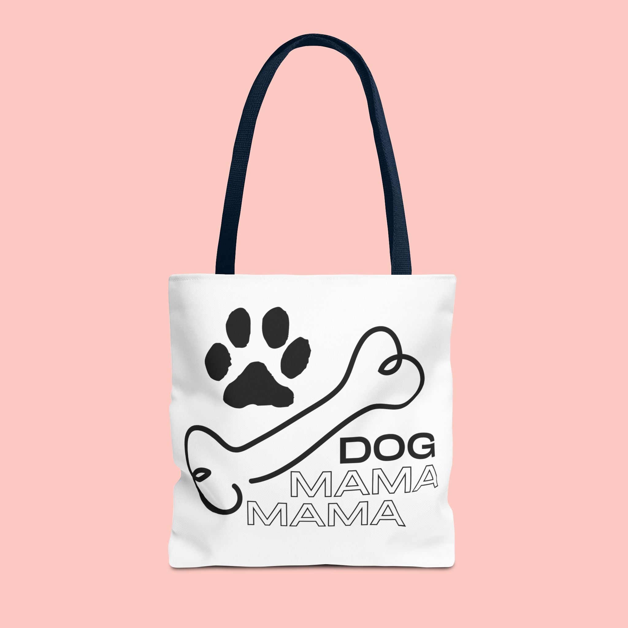 Dog Mama Tote Bag — Paw Print & Bone Graphic Canvas Shopper