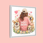 Dog Mom Canvas Print — Framed Matte Wall Art with Cute Dogs & Hearts