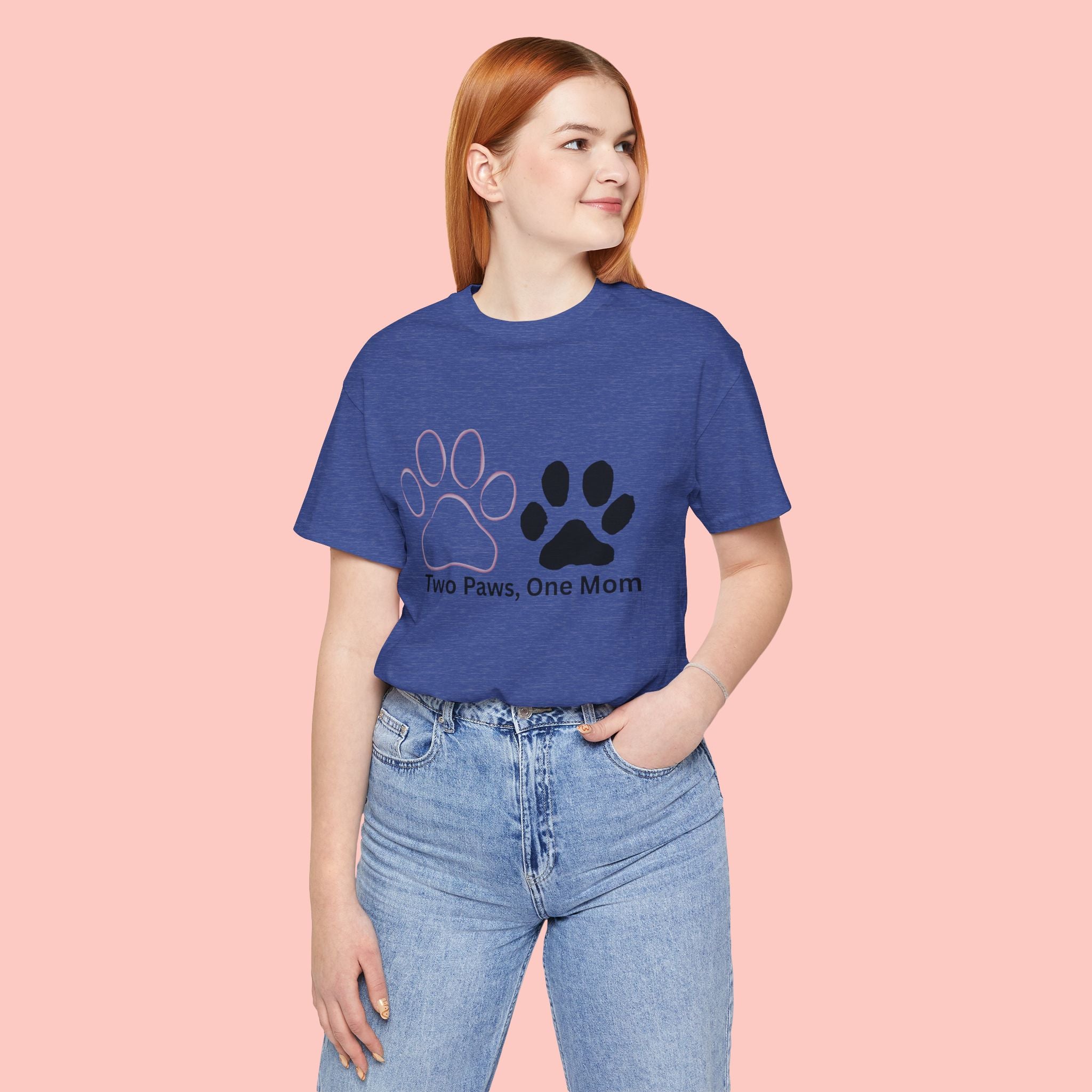 Two Paws, One Mom T-Shirt – Cute Dog Mom Paw Print Tee