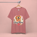 Dog Mom T-Shirt – Cute Golden Retriever Design with Hearts & Paw Prints