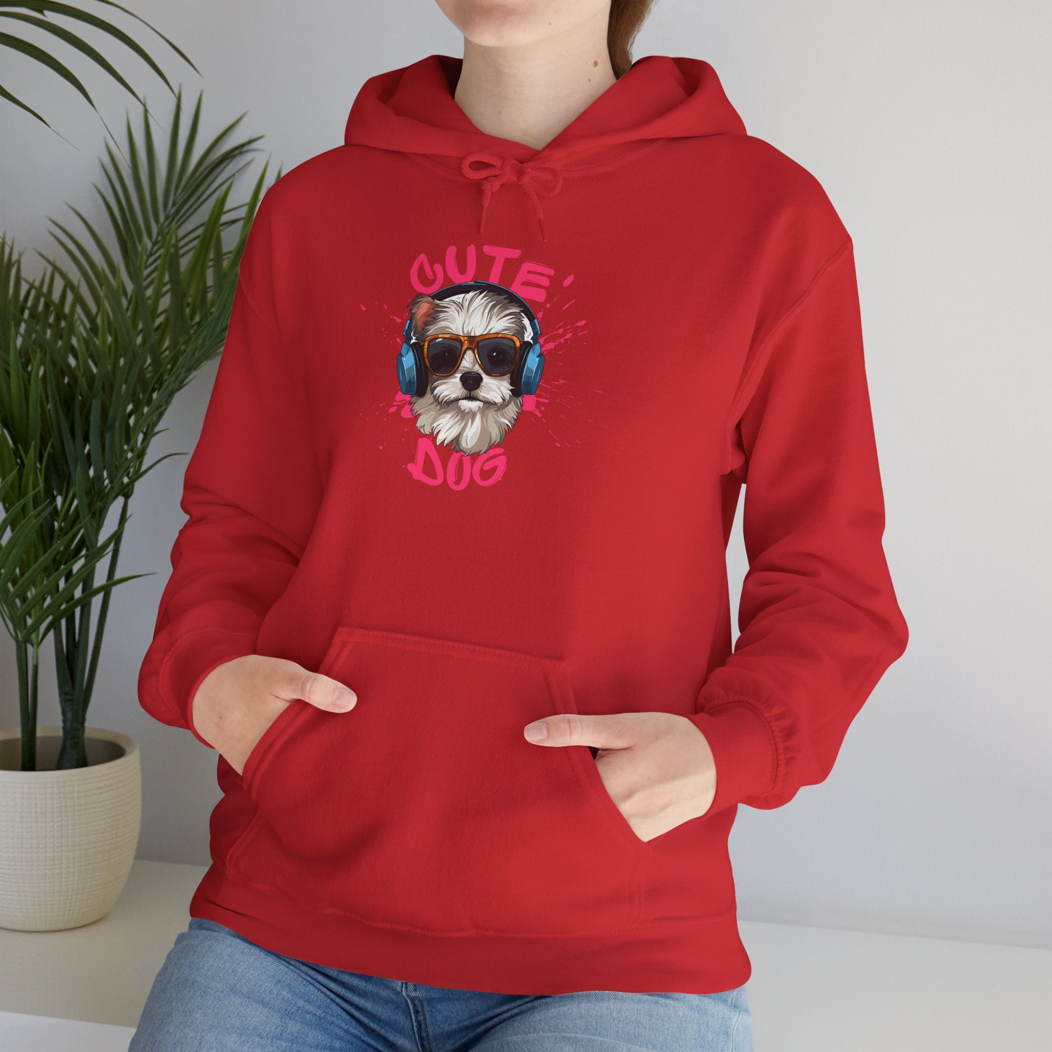 Cute Dog Hoodie with Headphones – 'Cute Dog' Graphic Pet Lover Sweatshirt