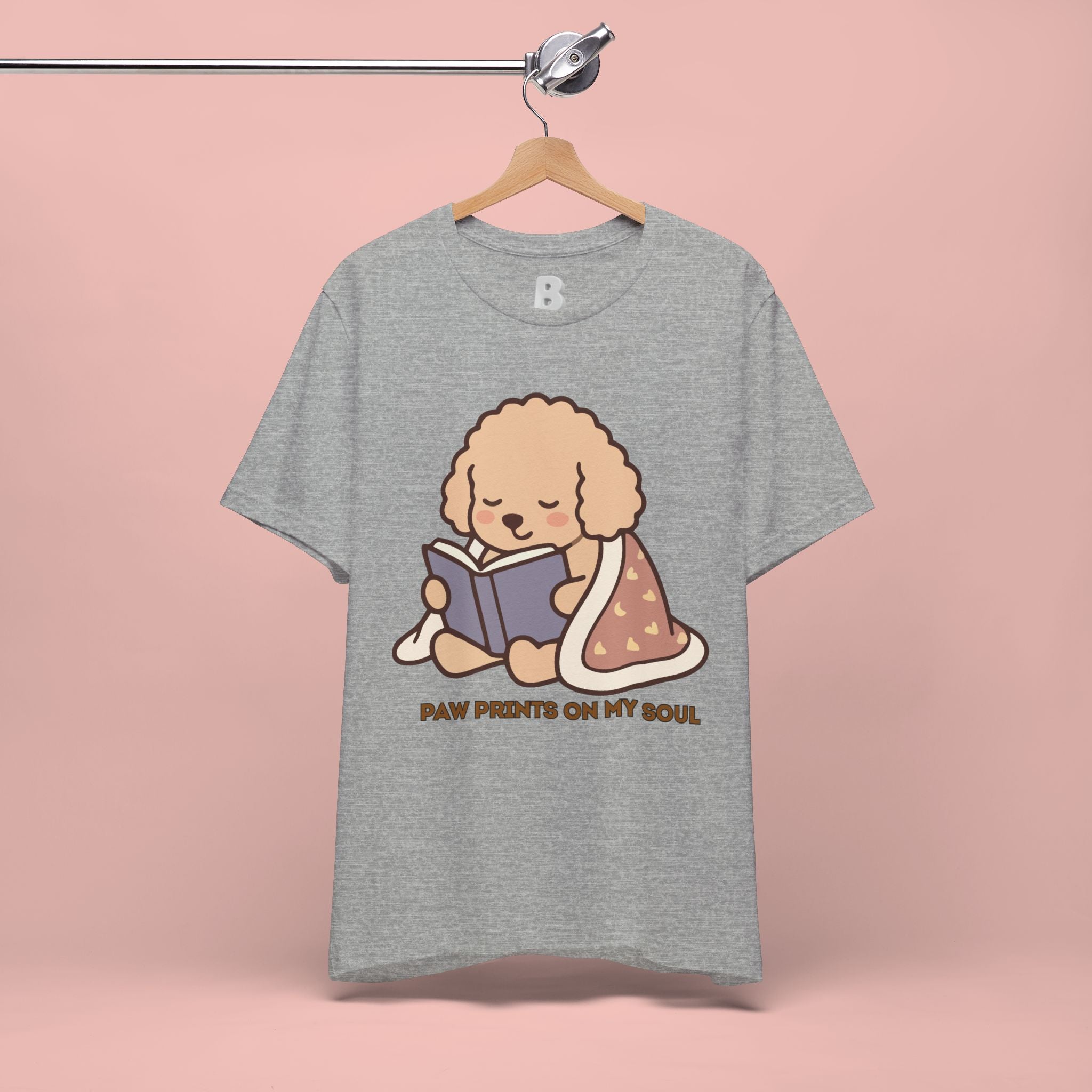 Paw Prints On My Soul T‑Shirt — Cute Reading Puppy Graphic Tee