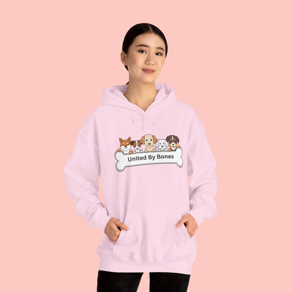United By Bones Hoodie — Cute Cartoon Dogs Paw Bone Graphic Sweatshirt