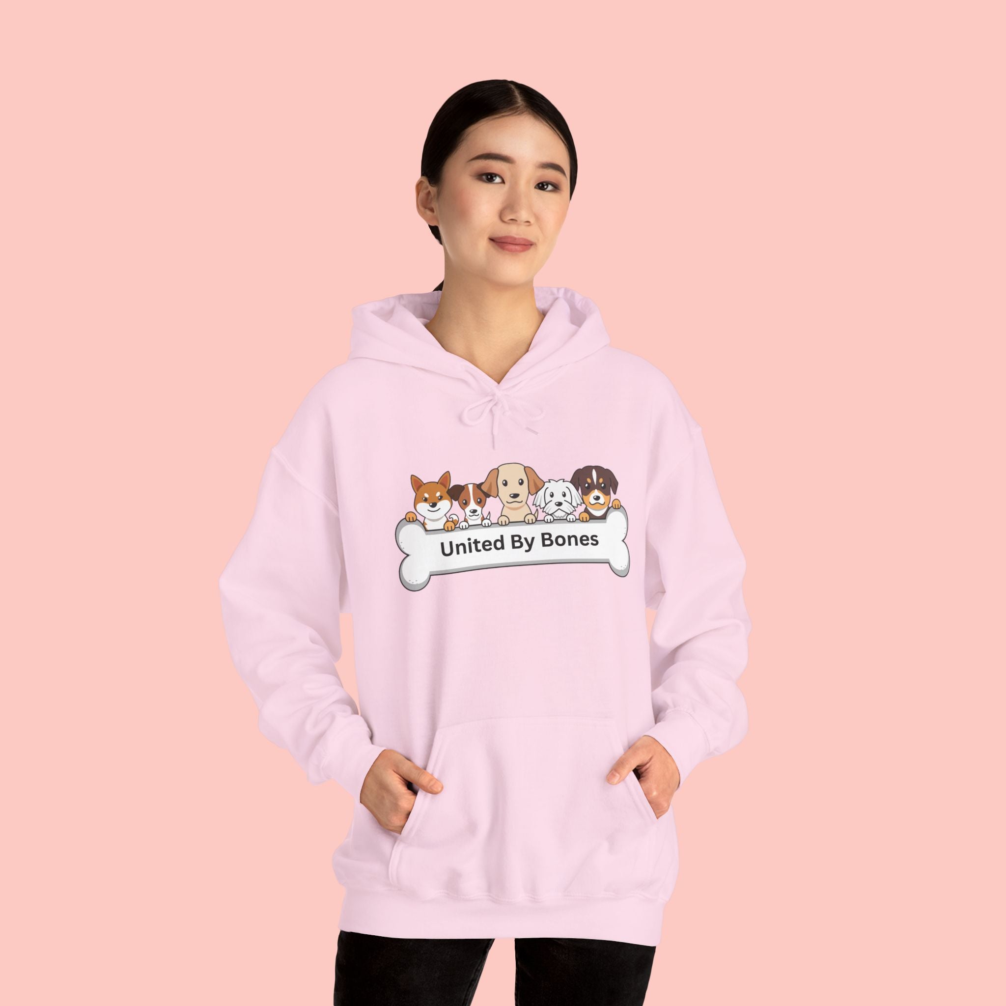 United By Bones Hoodie — Cute Cartoon Dogs Paw Bone Graphic Sweatshirt