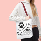Dog Mama Tote Bag — Paw Print & Bone Graphic Canvas Shopper