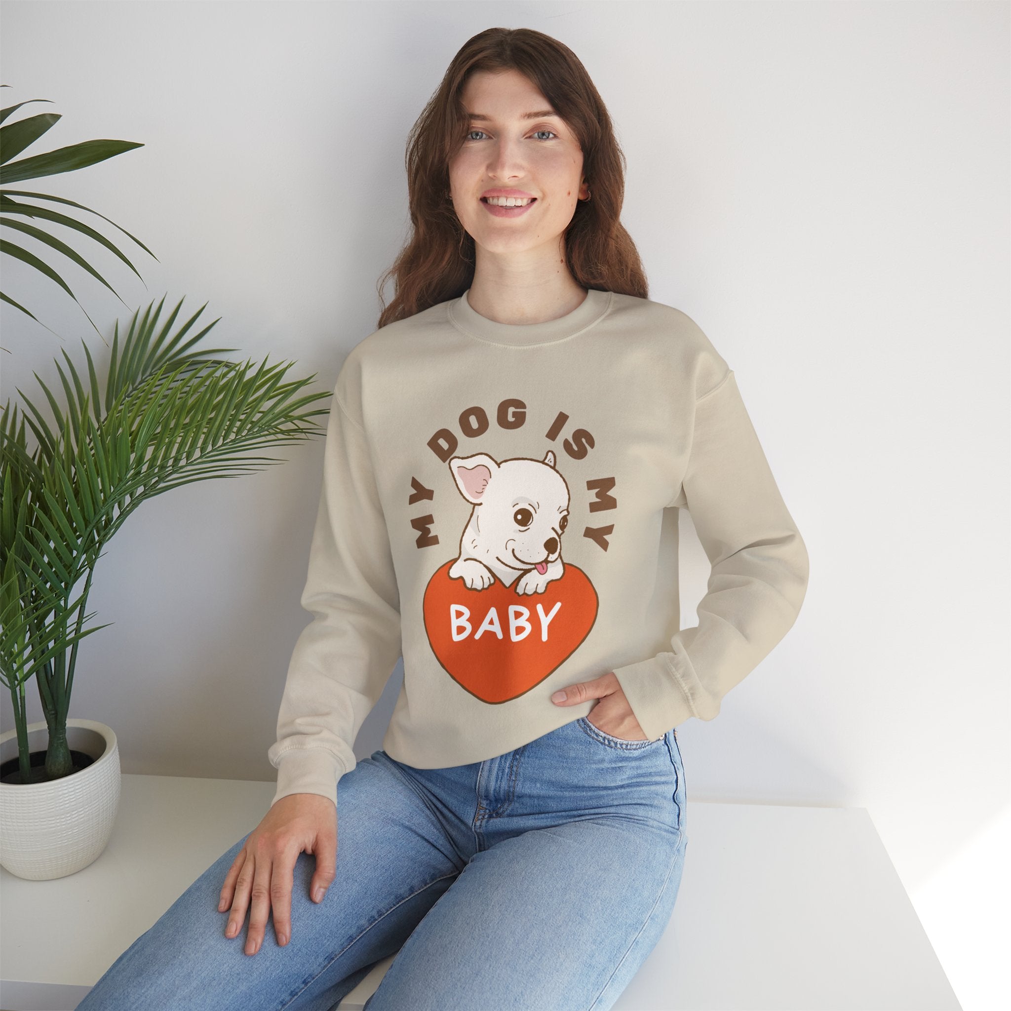 Dog Is My Baby Sweatshirt — Cute Puppy Heart Graphic Crewneck