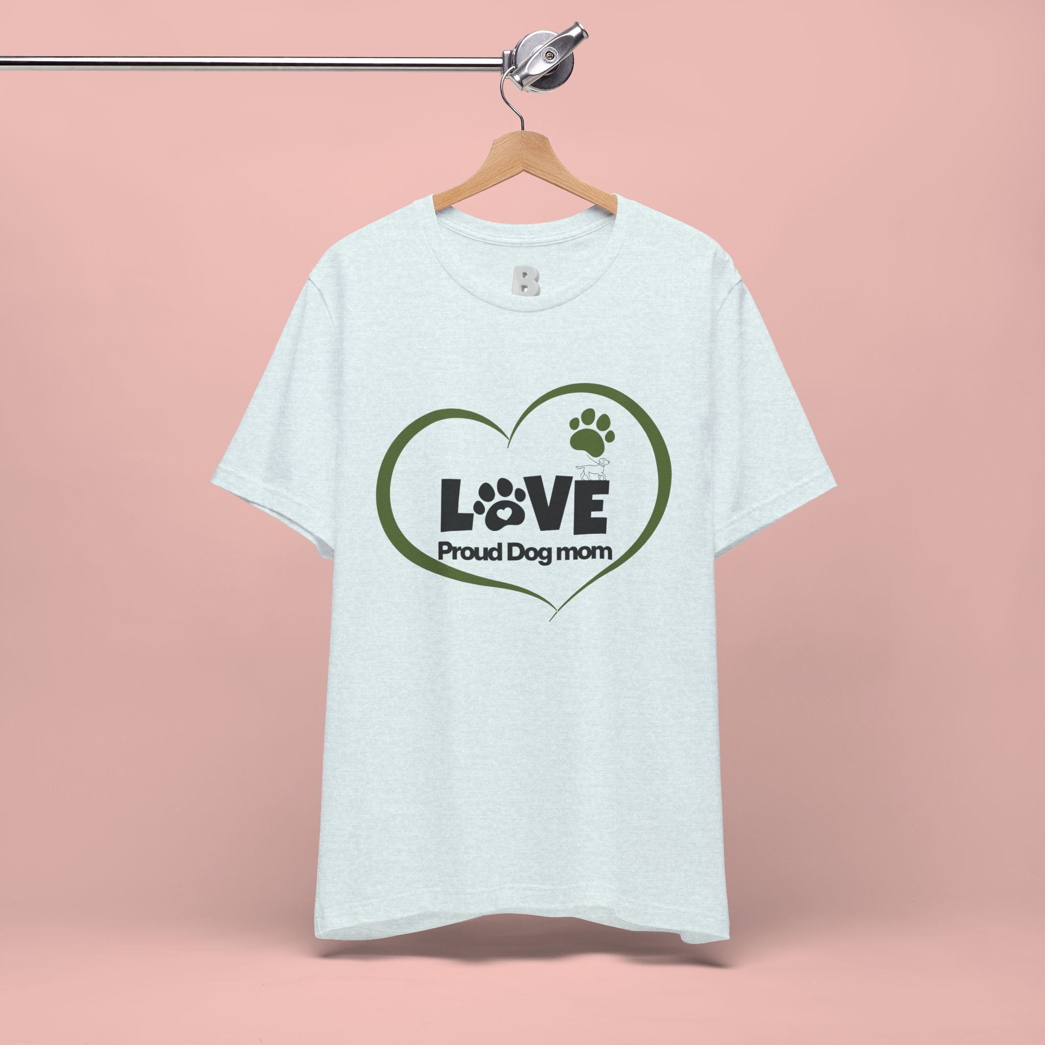 Dog Mom Love T-Shirt — "LOVE Proud Dog Mom" Heart Paw Tee