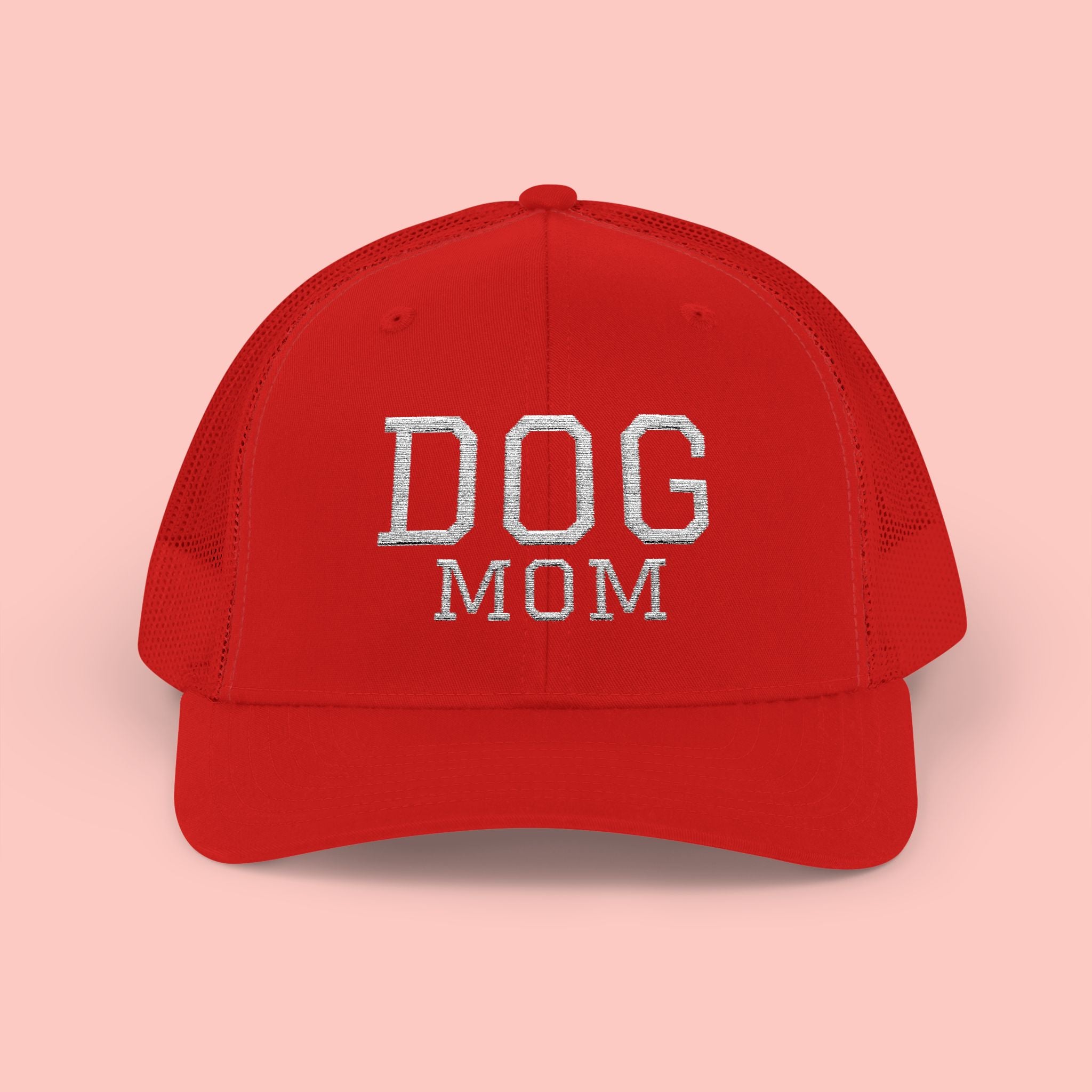Dog Mom Trucker Cap — Rhinestone Lettering Snapback Hat