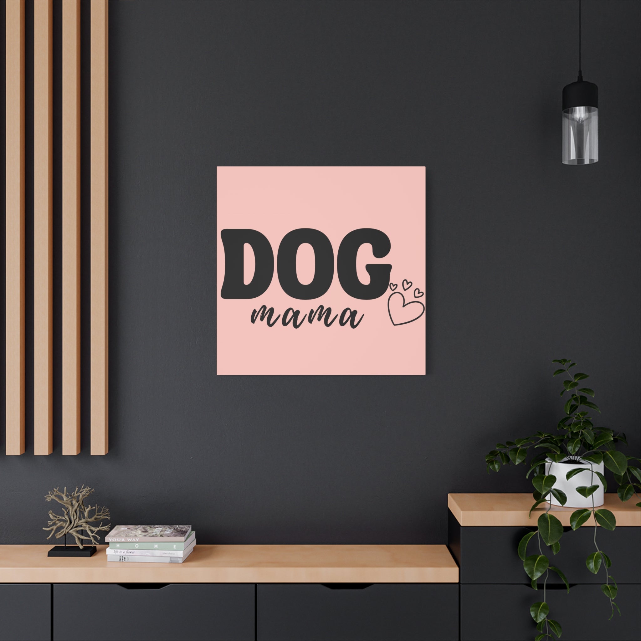 Dog Mama Pink Canvas Wall Art — Heart Pet Mom Decor