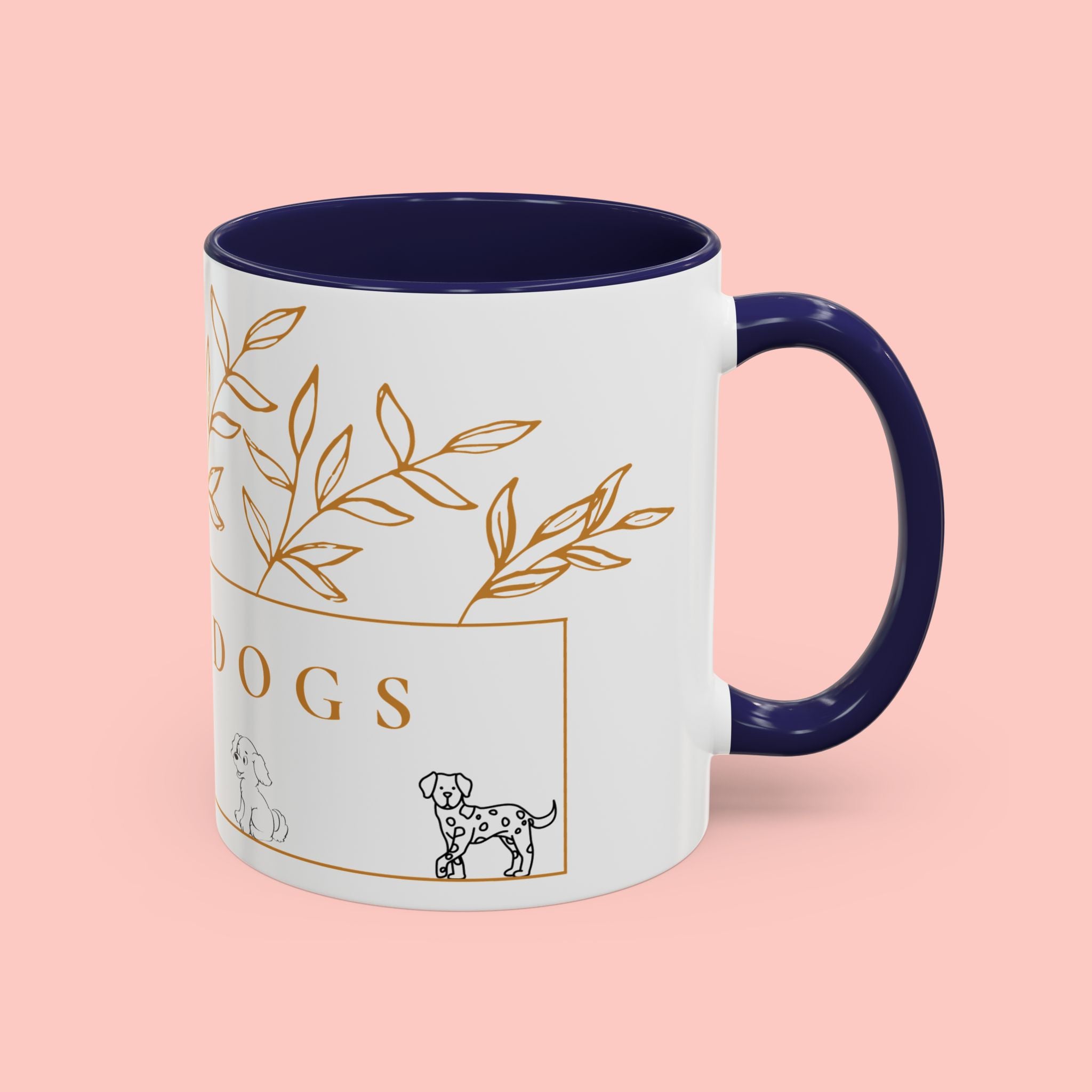 I Love Dogs Accent Coffee Mug — Gold Leaf Dog Lover Ceramic Mug (11oz & 15oz)