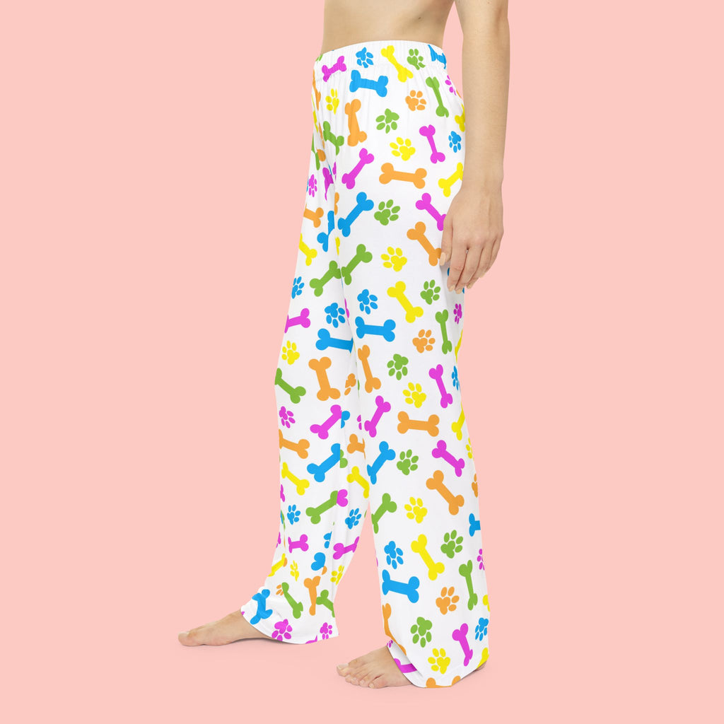 Women's Pajama Pants — Colorful Dog Bones & Paw Print Sleepwear