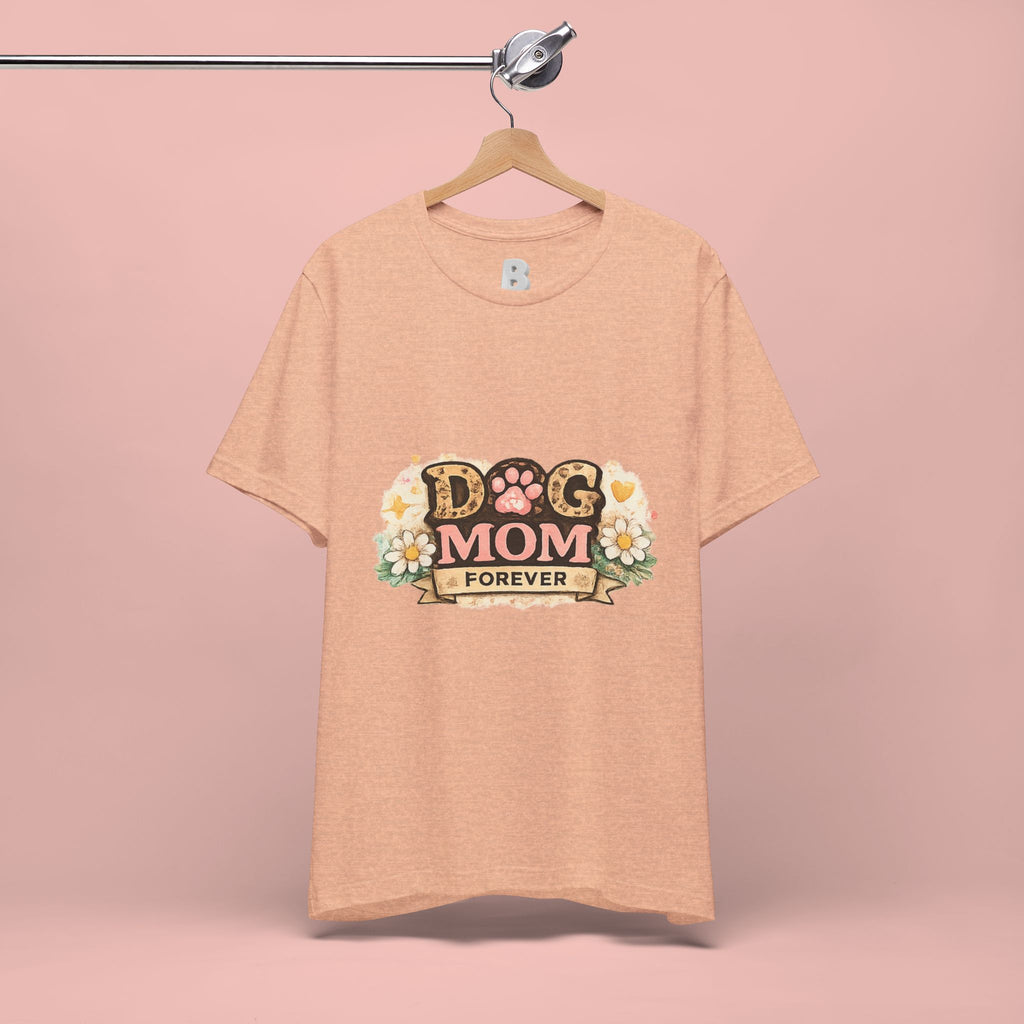 Dog Mom Forever T‑Shirt — Floral Paw Print Tee for Pet Lovers