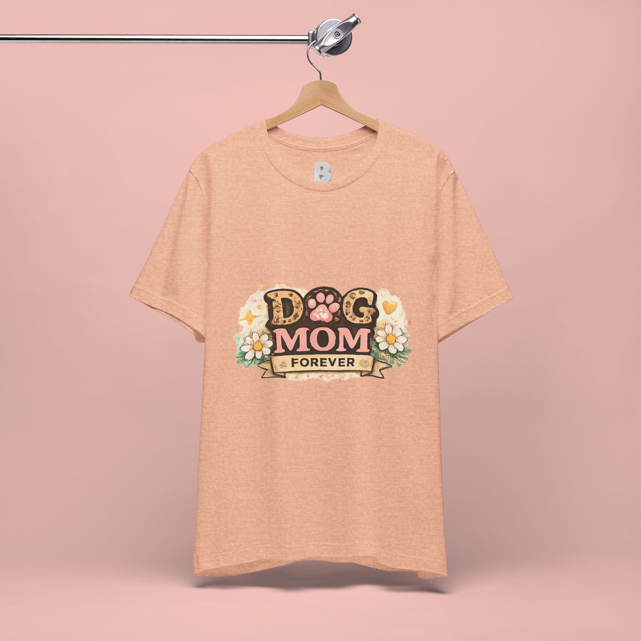 Dog Mom Forever T‑Shirt — Floral Paw Print Tee for Pet Lovers