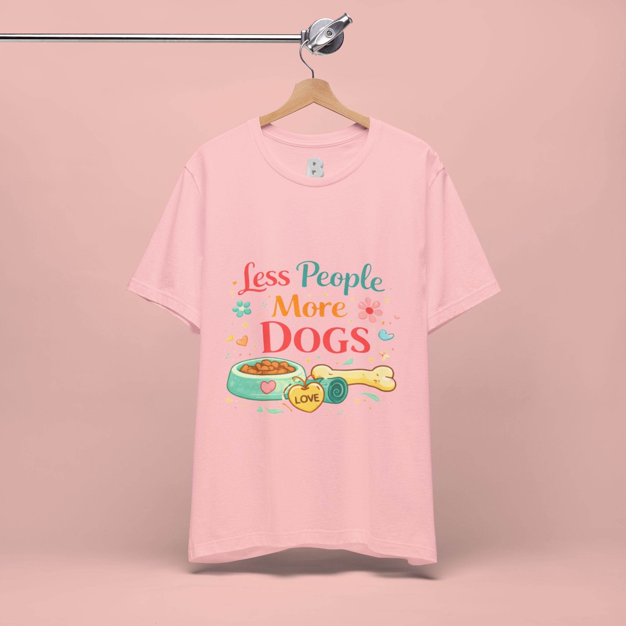 Less People More Dogs T-Shirt – Cute Dog Bowl & Bone Graphic Tee
