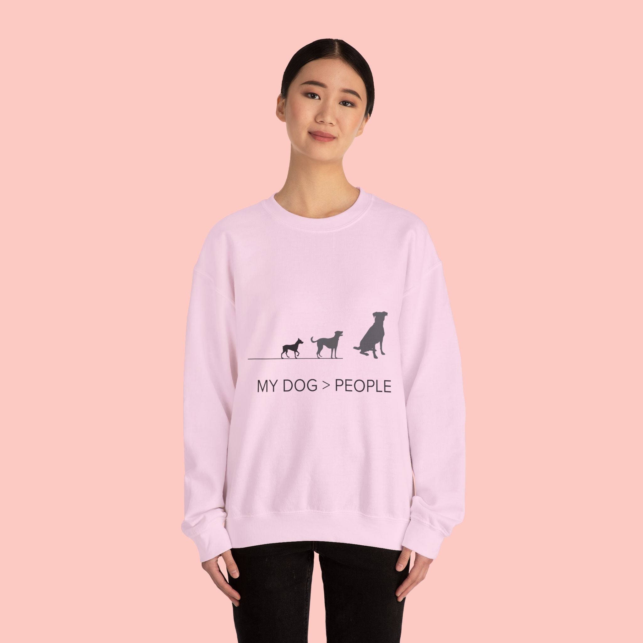 My Dog > People Sweatshirt - Cute Dog Silhouette Crewneck for Dog Lovers