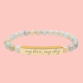 Engraved Natural Stone Stretch Bar Bracelet — Personalized Beaded Healing Jewelry