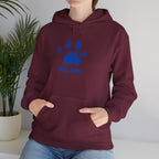 Dog Mom Paw Print Hoodie – Cute Pet Lover Sweatshirt, Blue Paw 'DOG MOM' Design