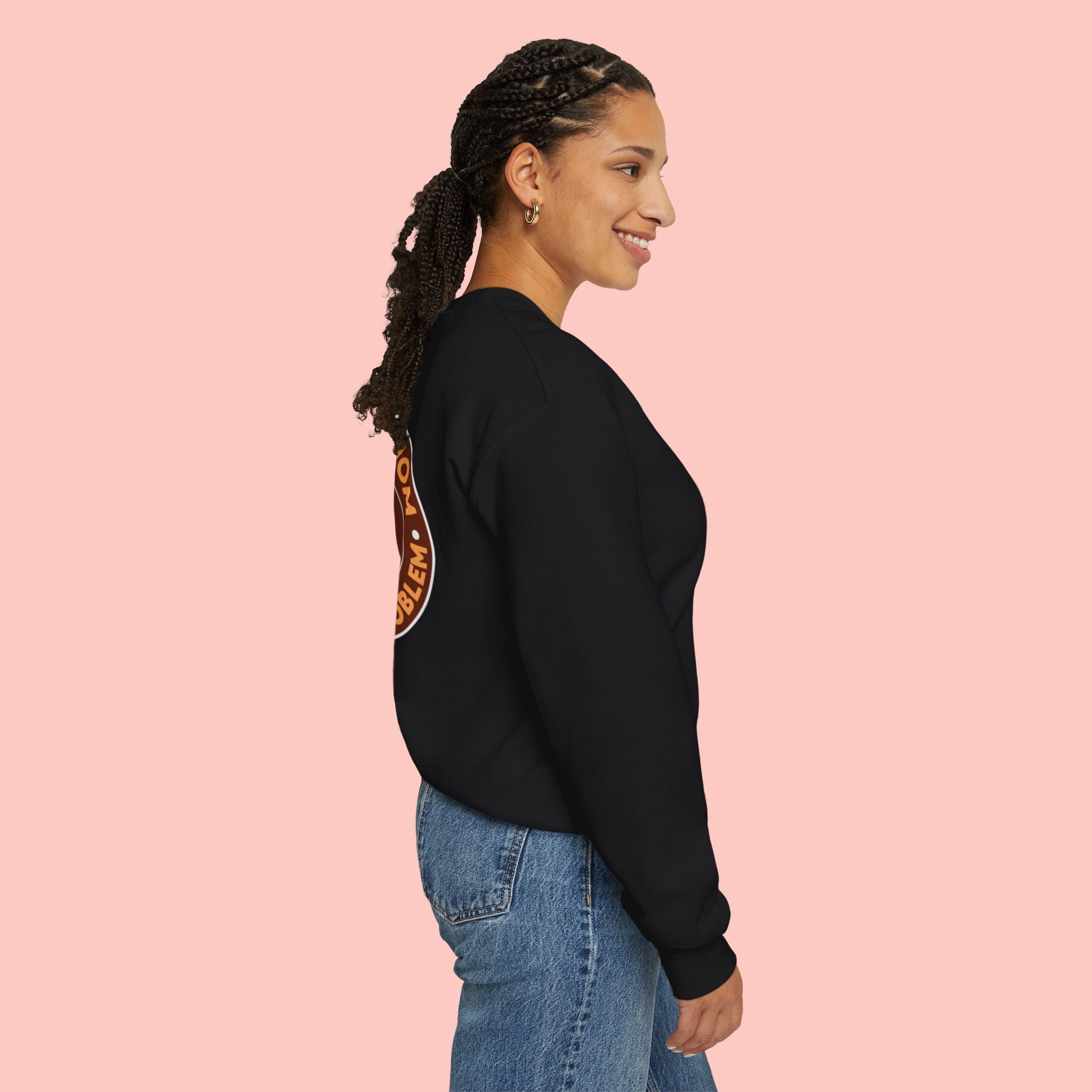 Proud Dog Mom Crewneck Sweatshirt — “No Kids, No Problem” Graphic