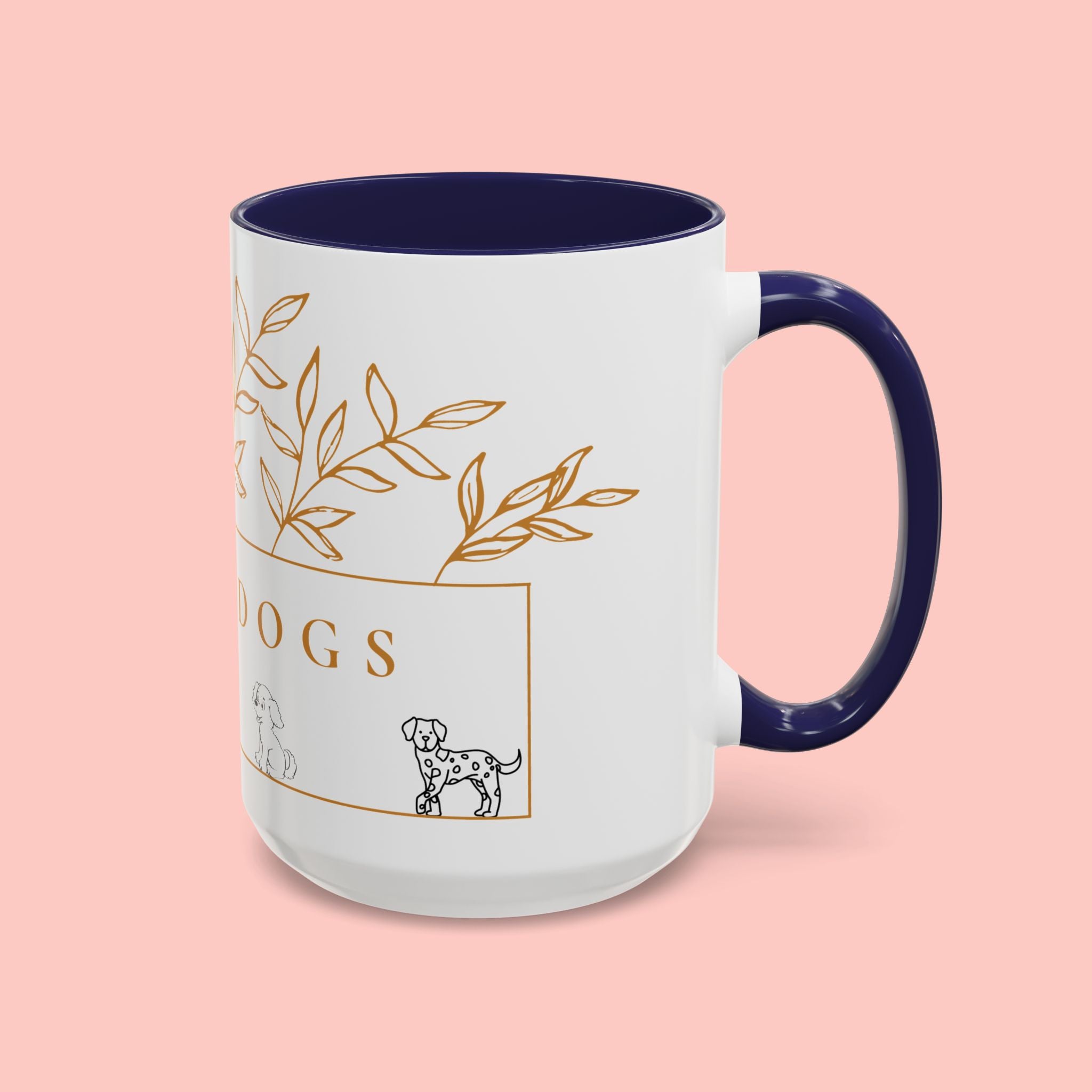 I Love Dogs Accent Coffee Mug — Gold Leaf Dog Lover Ceramic Mug (11oz & 15oz)
