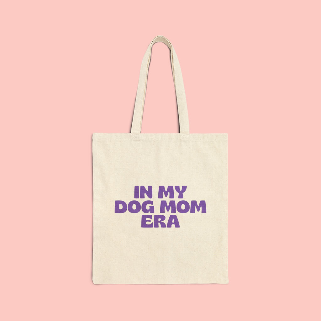 Dog Mom Tote Bag — "In My Dog Mom Era" Canvas Grocery & Everyday Tote