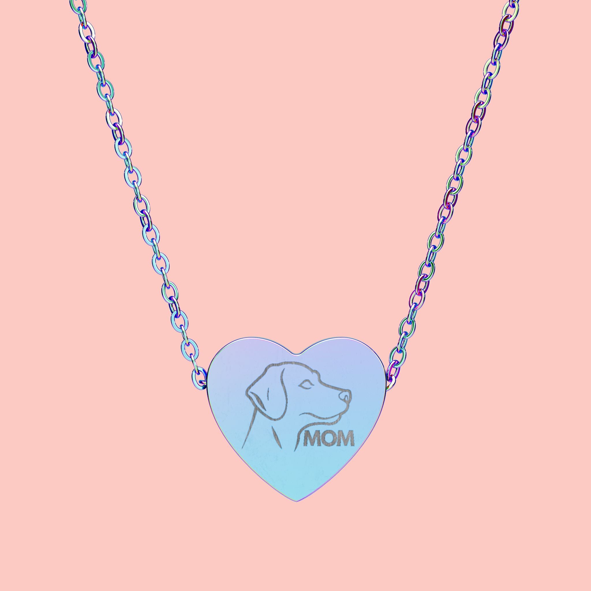 Engraved Dog Mom Heart Necklace